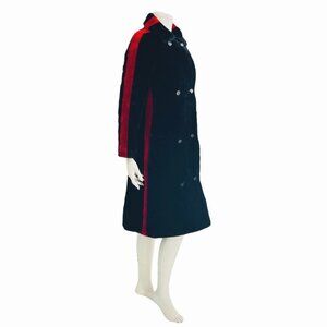 Vintage 1960s GIVENCHY Faux Fur Coat Black Red Stripe Coat S Plush High Pile 60s